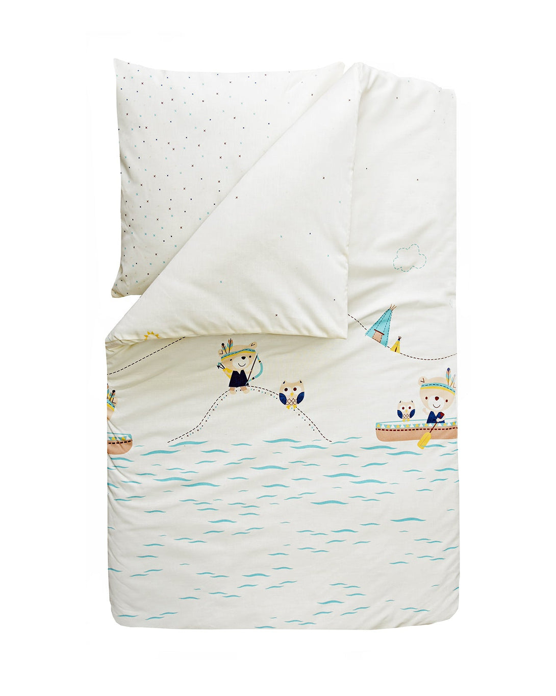 PANDORA KIDS - Sengesæt Indian Teddybear Blå, 70x100 cm - Pandora Living